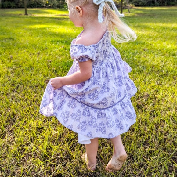 NWT Joie Girls Lavender Floral Dress 5T: Puff Sleeves, Ruffle Hem, Spring/Easter - Picture 2 of 8